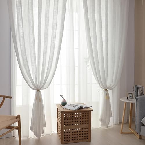 Beydodo Curtains Semi Sheer 63 Inch Length, Privacy Curtains for