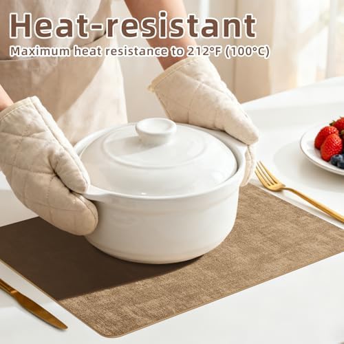 Faux Leather Placemats for Dining and Kitchen Table Washable Place