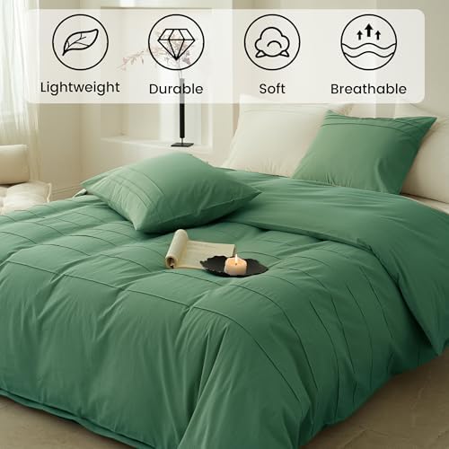 BISELINA 100% Washed Cotton Duvet Cover Set – Soft & Cozy Summer