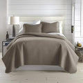 Oversized King Quilt w/ 2 Matching Quilted Pillow Shams, Dark Taupe