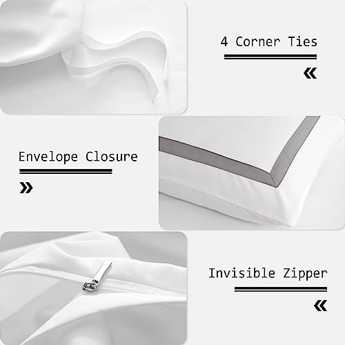OSVINO Queen Hotel Duvet Cover Set, Soft Breathable Microfiber Bedding