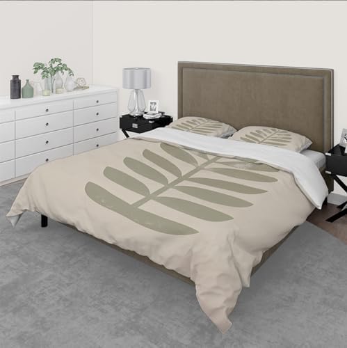 Minimalist Chic Botanical 3 Pieces Duvet Cover Set Vintage Sage Leaves