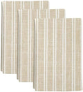 Beige White Stripes Kitchen Towels Set of 3, Rustic Warm Beige Lines