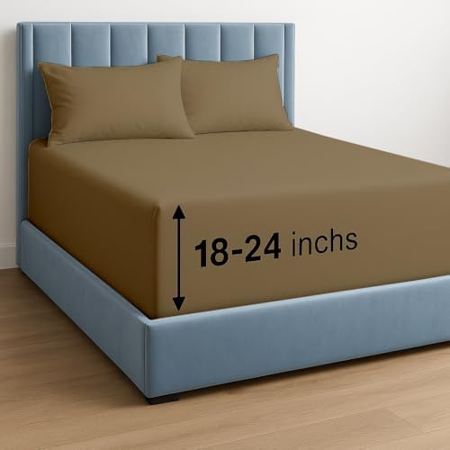 Luxury Egyptian Cotton Sheets Full Size, Deep Pocket Fitted Sheet Fits