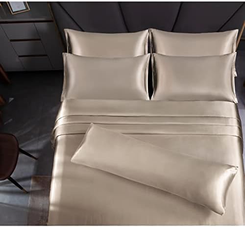 Homiest Taupe Queen Satin Sheet Set 7-Piece with Deep Pocket