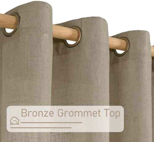 LAMIT Taupe Sheer Linen Curtains for Living Room 84 inch Length 2