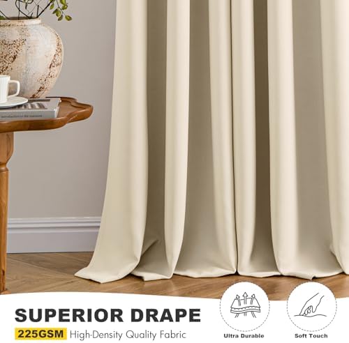 MIULEE Blackout Curtains for Bedroom 2 Panels 40 x 84 Inch Long Cream