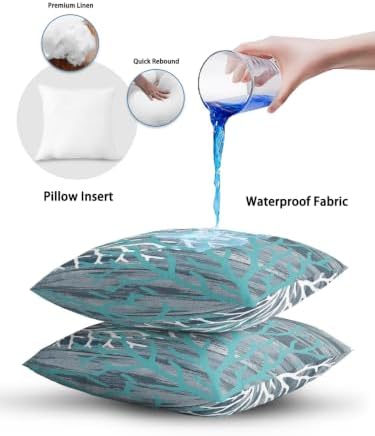 Set of 2 Outdoor Pillows Waterproof, Coastal Corals Indoor/Outdoor
