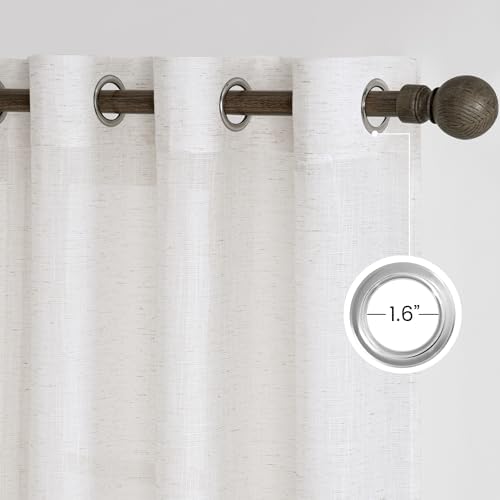 NICETOWN Linen Blend Semi Sheer 108 inch Curtains, Grommet Thick Flax