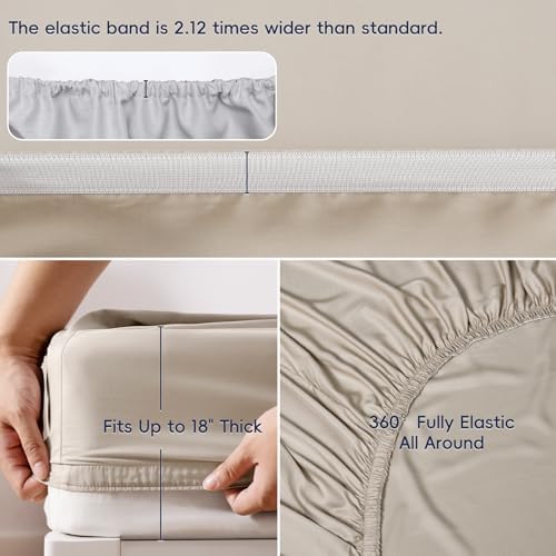 PHF 100% Rayon Derived from Bamboo Sheets Queen Size, Light Taupe 6PCS