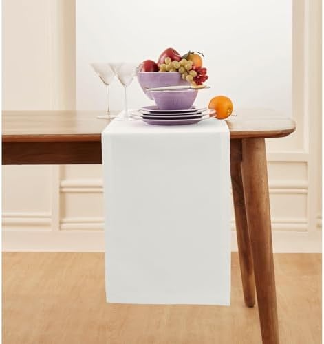 Solino Home Cotton Linen Table Runner White, Dru Cotton Linen
