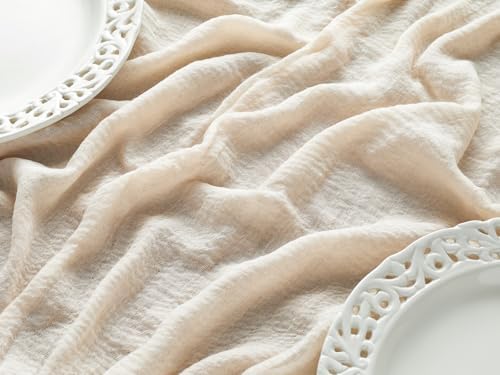 YATOJUZI Ivory Table Runner 120 inch 10FT Outdoor Neutral Cheesecloth