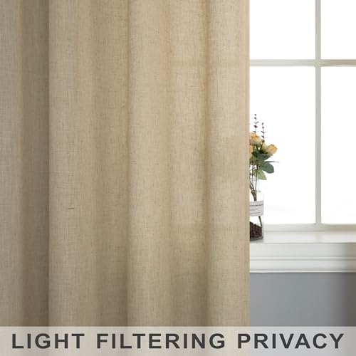 Brown Curtains 108 Inches Long for Living Room 2 Panels Rod Pocket Tan