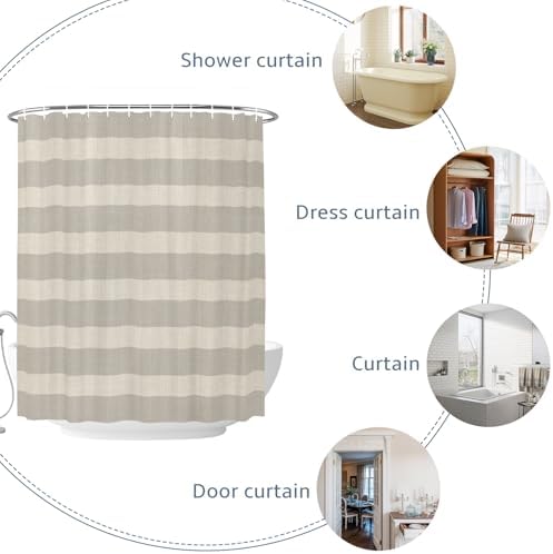 Shower Curtains Sets for Bathroom Decor Minimalist Taupe Stripes