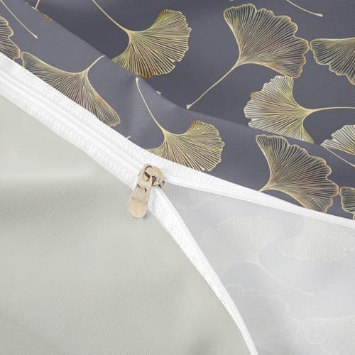 Ginkgo Leaf Duvet Cover Set King Size,Rustic Leaves Autumn Plant
