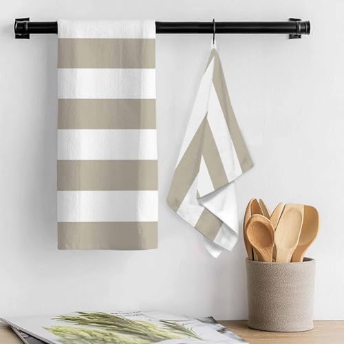 Beige and Kitchen Towels Set of 3 White Stripe Decorative Dish Towels