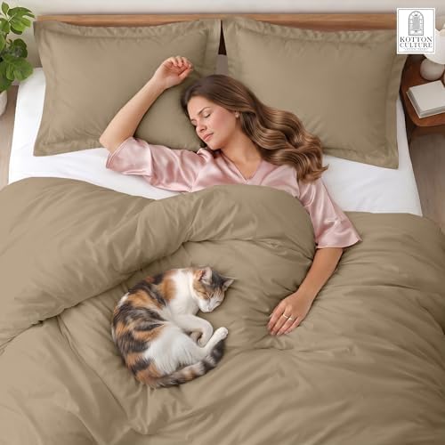 Kotton Culture 3 Pc Queen Size Duvet Cover Set 100% Egyptian Cotton