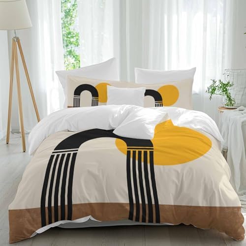 Modern Boho Bedding 3 Piece Duvet Cover Set Queen Size, Geometric