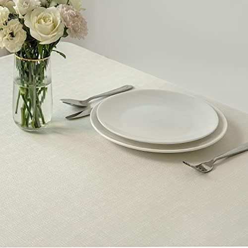 maxmill Rectangle Slubby Textured Tablecloth Waterproof Spillproof