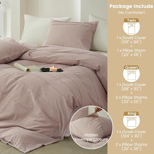 BISELINA 100% Washed Cotton Duvet Cover Set – Soft & Cozy Summer