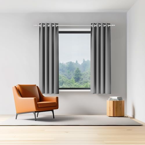 ORINOVA Gray Living Room Blackout Curtains 63 Inch Length 2 Panels Set
