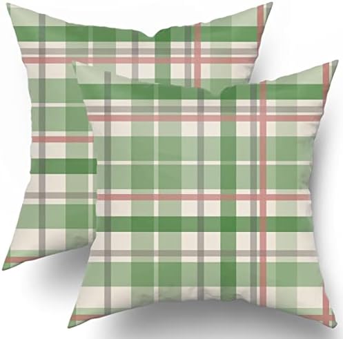 Green Coral Pillow Covers 18x18 Set of 2 Light Green Grey Buffalo