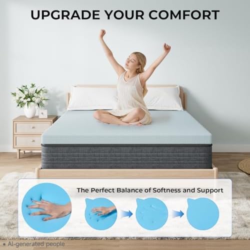 OhGeni3 Inch Cooling Queen Size Gel Memory Foam Mattress Topper