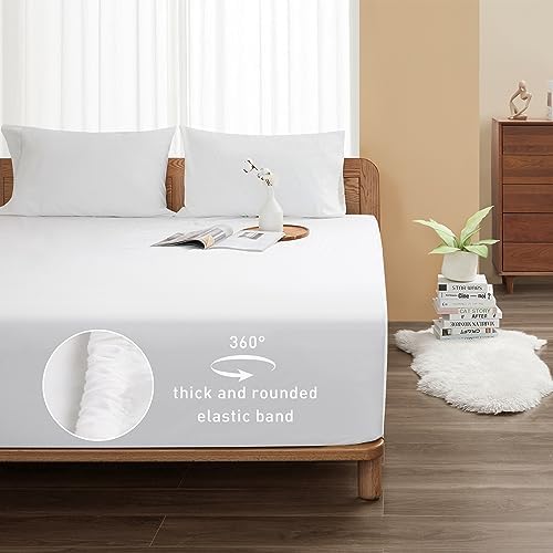 Sunflower Queen Fitted Sheet Extra Deep, 100% Cotton Sateen, White