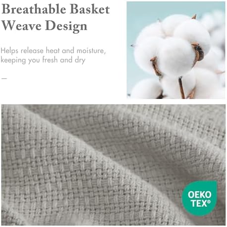 Madison Park 100% Cotton Breathable King Size Blanket for Bed, Grey