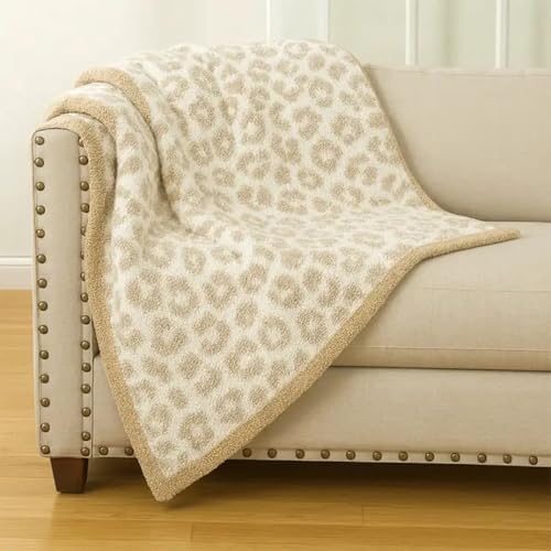 Fennco Styles Ultra-Soft Knit Throw Blanket 50" W x 60" L - Beige