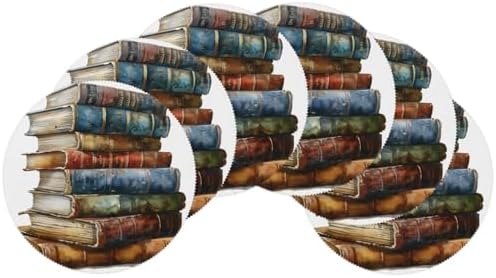 Vintage Book Round Placemats 16 inch Set of 4 Table Mats for Kitchen