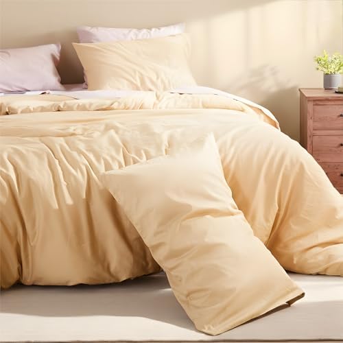 100% Cotton Comforter Set Queen Size – Sandy Beige, Linen-Like