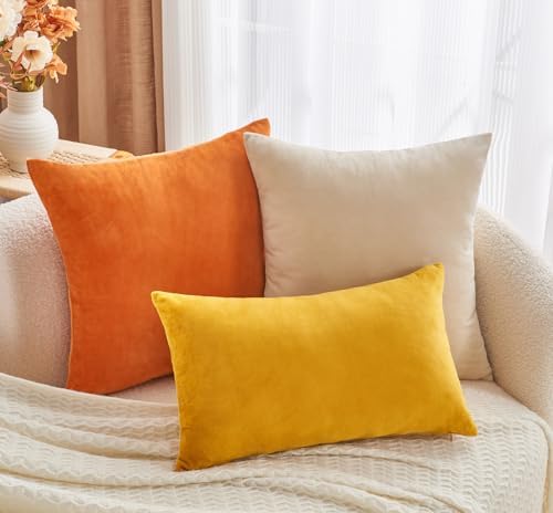 Throw Pillow Covers Burnt Orange Set of 2 18x18 Inch Fall Pillow