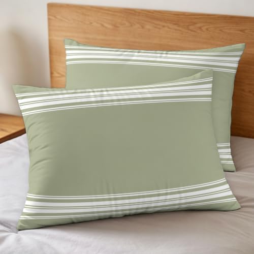 3 Pieces Cal King Bedding Duvet Covers Set White Sage Green Vertical