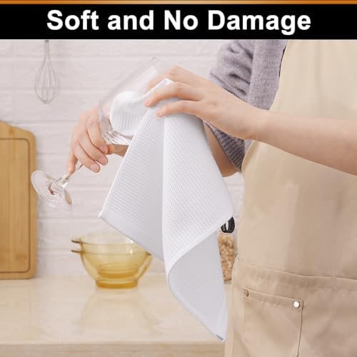 Homaxy 100% Cotton Waffle Weave Dish Cloths, 6 Pack, White