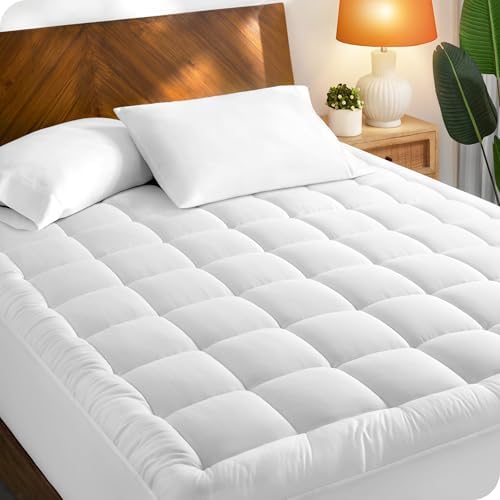 Bare Home Queen Mattress Topper Cotton Top (Queen, White)
