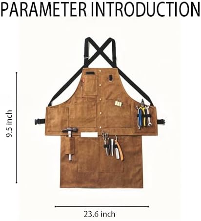Multifunctional Work Apron Canvas Adjustable Back Straps Multiple