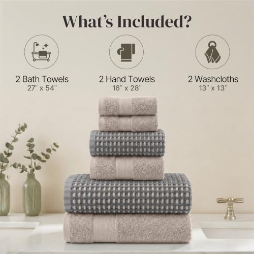 Modern Threads 6 Piece Bath Towel Set – Bathroom Towel Set with 2 Bath