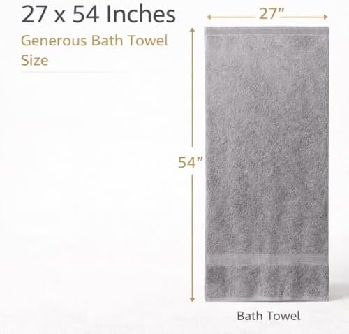 Bath Towels 27x54 – Pack of 6 | Soft, Light Weight & Quick-Dry