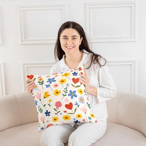 jejeloiu Cute Flower Throw Pillow Covers Set of 2 Floral Botanical