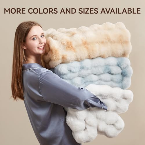 Anysay Faux Fur Throw Blanket,1000GSM Fluffy Soft Bubble Blanket