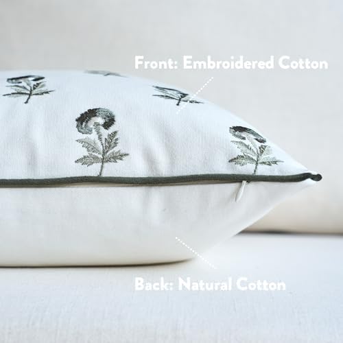 FIOUOVO Embroidered Floral Pillow Covers 20x 20 Set of 2 Cotton