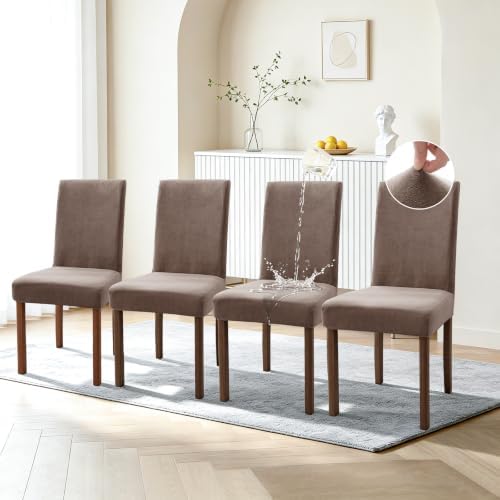 100% Waterproof Chair Covers for Dining Room Set of 4, Soft Thick