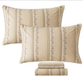 FADFAY 100% Cotton Full Bed Sheet Set 4-Piece, Woven Jacquard Floral