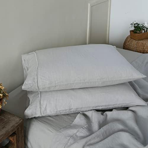 Simple&Opulence 100% French Linen Pillowcase Queen Size-Set of 2