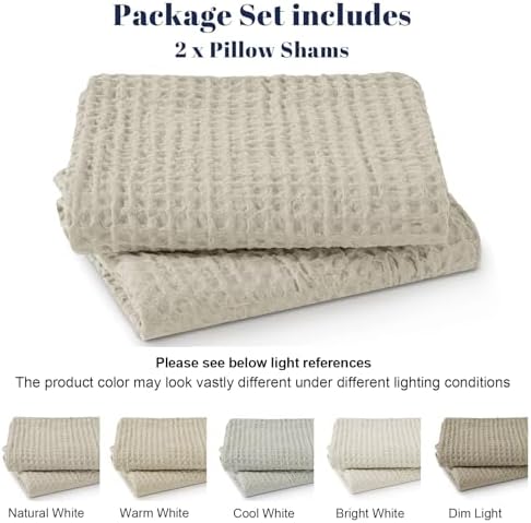 PHF Ultra Soft Waffle Weave Euro Shams 26" x 26", Linen, No Insert