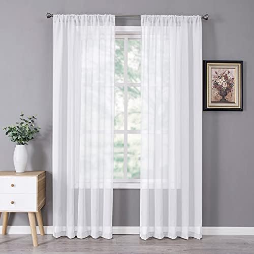 Tollpiz Sheer Curtain Linen Textured Bedroom Curtains Sheer Light