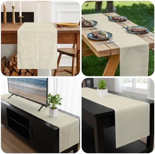 Beige Table Runner 72 Inch Long Dresser Scarves Cotton Linen