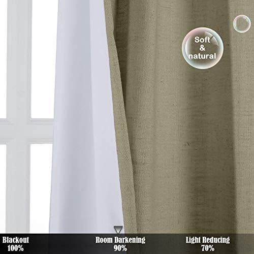 TWOPAGES 72 W x 96 L Taupe Grey Back Tab Curtain for Kitchen Window