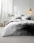 Duvet Cover Set Full, Abstract Gray Floral Flower on White 3 Piece